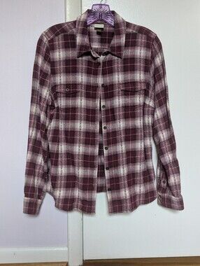 Sonoma Burgundy and White Plaid Button-Down Shirt